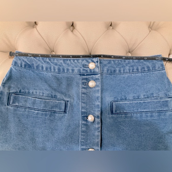 House Of Harlow 1960 Pearl Buttons Coquette Denim Vest & Skirt Cord Set SZ 6 - Picture 10 of 11